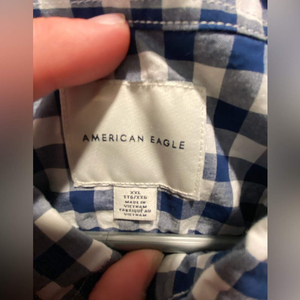 2XL Long sleeve AE Blue Gingham- Great condition!!